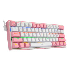Redragon K617 FIZZ 60% Wired RGB Gaming Keyboard, 61 Keys Compact Mechanical Keyboard w/ White & Pink Mixed-Colored Keycaps, Linear Red Switch, Pro Driver Support
